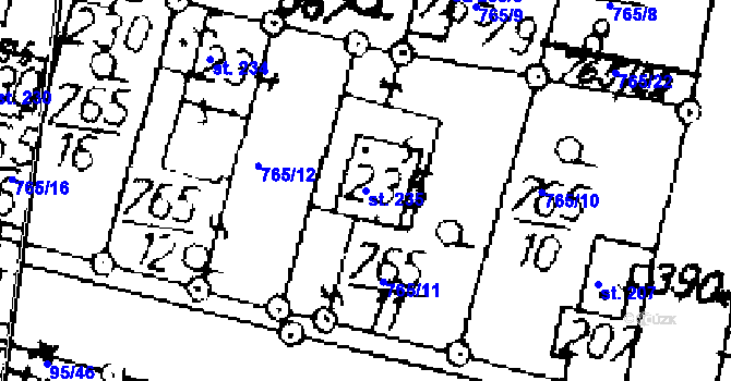 Parcela st. 235 v KÚ Tři Dvory, Katastrální mapa