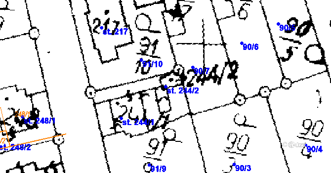 Parcela st. 244/2 v KÚ Tři Dvory, Katastrální mapa