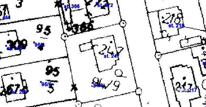 Parcela st. 247 v KÚ Tři Dvory, Katastrální mapa