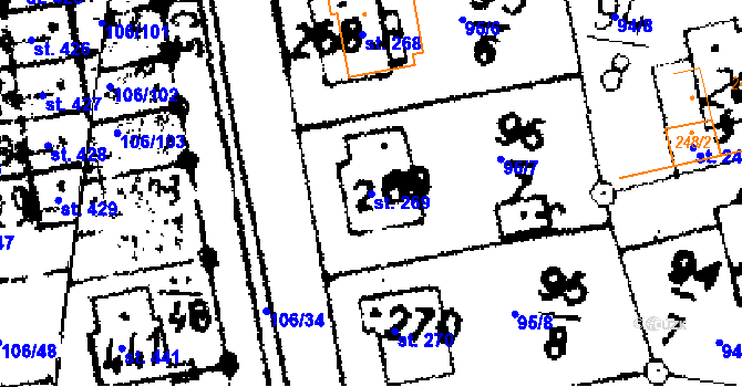 Parcela st. 269 v KÚ Tři Dvory, Katastrální mapa