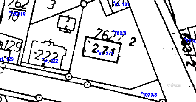 Parcela st. 271 v KÚ Tři Dvory, Katastrální mapa