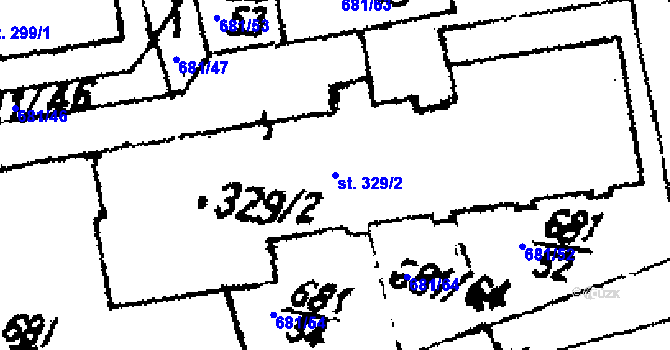 Parcela st. 329/2 v KÚ Tři Dvory, Katastrální mapa