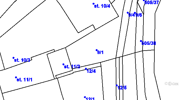 Parcela st. 9/1 v KÚ Tři Dvory, Katastrální mapa