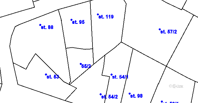Parcela st. 65/3 v KÚ Tři Dvory, Katastrální mapa
