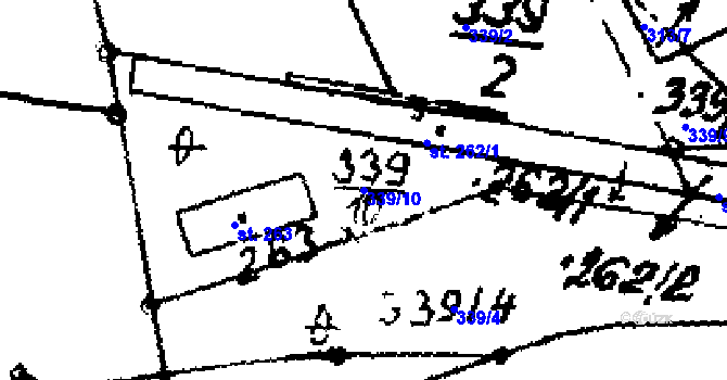 Parcela st. 339/10 v KÚ Tři Dvory, Katastrální mapa