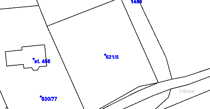 Parcela st. 621/5 v KÚ Tři Dvory, Katastrální mapa