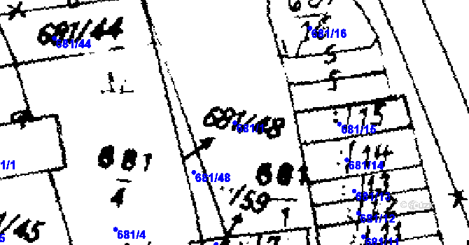 Parcela st. 681/1 v KÚ Tři Dvory, Katastrální mapa