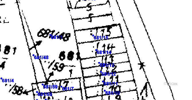 Parcela st. 681/14 v KÚ Tři Dvory, Katastrální mapa