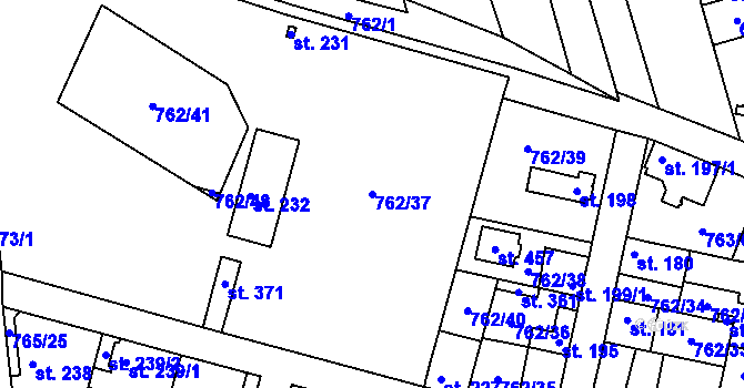 Parcela st. 762/37 v KÚ Tři Dvory, Katastrální mapa