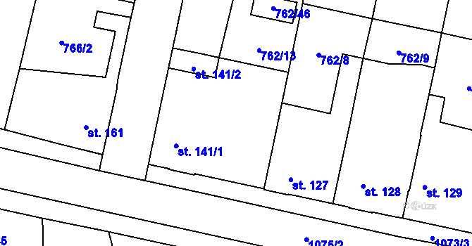 Parcela st. 765/3 v KÚ Tři Dvory, Katastrální mapa