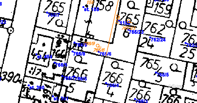Parcela st. 765/6 v KÚ Tři Dvory, Katastrální mapa