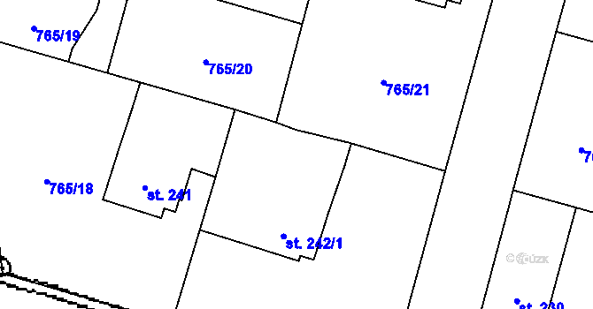 Parcela st. 242/2 v KÚ Tři Dvory, Katastrální mapa