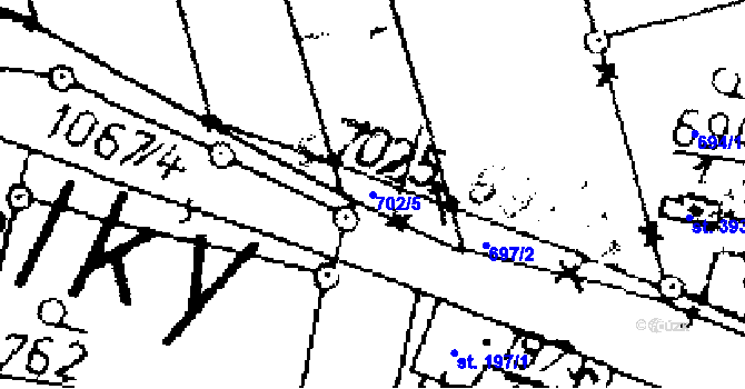 Parcela st. 702/5 v KÚ Tři Dvory, Katastrální mapa