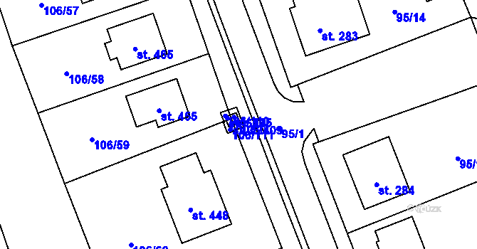 Parcela st. 106/109 v KÚ Tři Dvory, Katastrální mapa