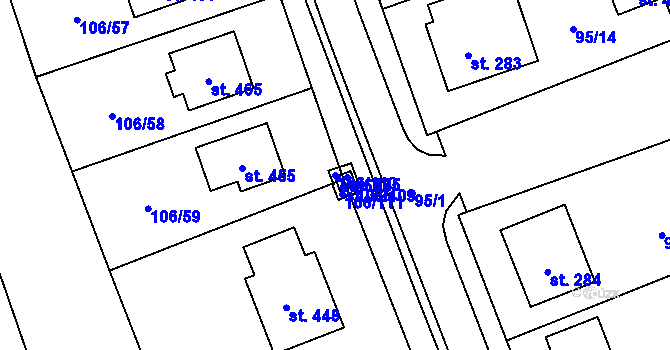 Parcela st. 106/110 v KÚ Tři Dvory, Katastrální mapa