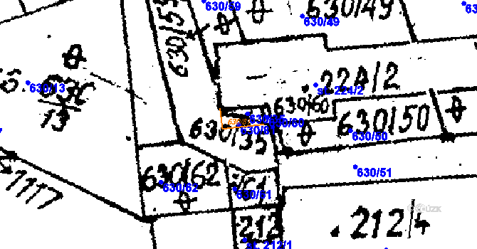 Parcela st. 630/81 v KÚ Tři Dvory, Katastrální mapa