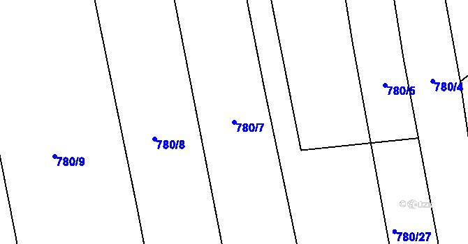 Parcela st. 780/7 v KÚ Tři Dvory, Katastrální mapa