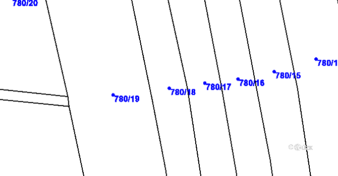 Parcela st. 780/18 v KÚ Tři Dvory, Katastrální mapa