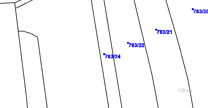 Parcela st. 783/24 v KÚ Tři Dvory, Katastrální mapa
