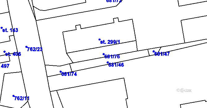 Parcela st. 681/76 v KÚ Tři Dvory, Katastrální mapa