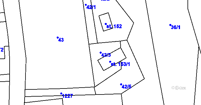 Parcela st. 42/3 v KÚ Chodovská Huť, Katastrální mapa