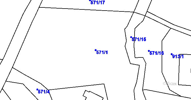 Parcela st. 571/1 v KÚ Chodovská Huť, Katastrální mapa