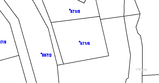 Parcela st. 571/6 v KÚ Chodovská Huť, Katastrální mapa