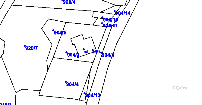 Parcela st. 904/1 v KÚ Chodovská Huť, Katastrální mapa
