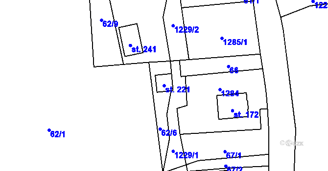 Parcela st. 221 v KÚ Chodovská Huť, Katastrální mapa