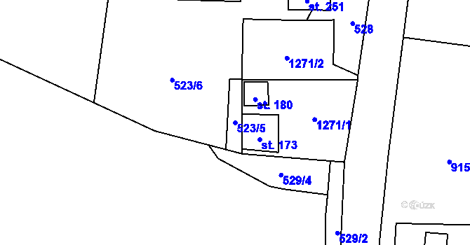 Parcela st. 523/5 v KÚ Chodovská Huť, Katastrální mapa