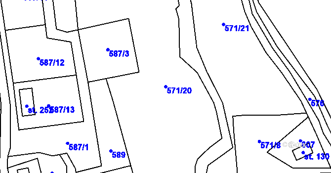 Parcela st. 571/20 v KÚ Chodovská Huť, Katastrální mapa