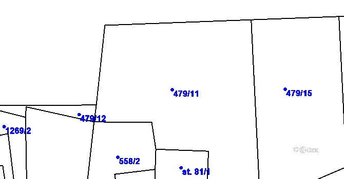 Parcela st. 479/11 v KÚ Chodovská Huť, Katastrální mapa