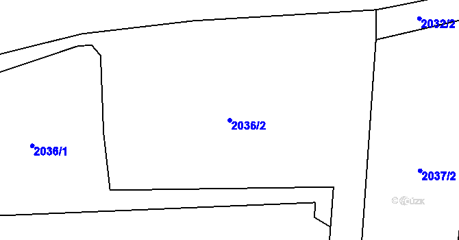 Parcela st. 2036/2 v KÚ Krásné u Tří Seker, Katastrální mapa
