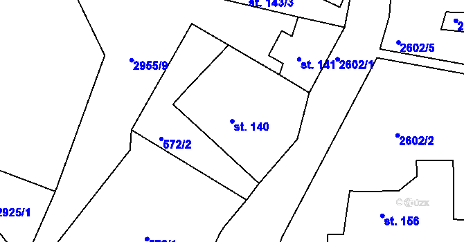 Parcela st. 140 v KÚ Tachovská Huť, Katastrální mapa