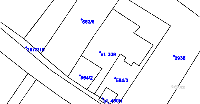Parcela st. 339 v KÚ Tachovská Huť, Katastrální mapa