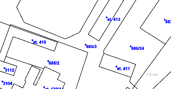 Parcela st. 685/3 v KÚ Tachovská Huť, Katastrální mapa