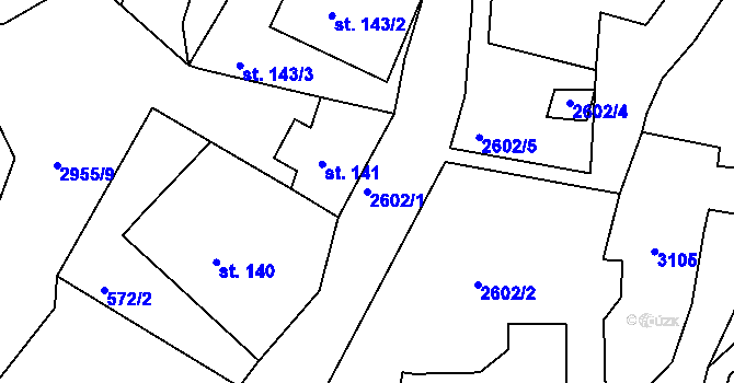 Parcela st. 2602/1 v KÚ Tachovská Huť, Katastrální mapa