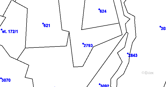 Parcela st. 2793 v KÚ Tachovská Huť, Katastrální mapa
