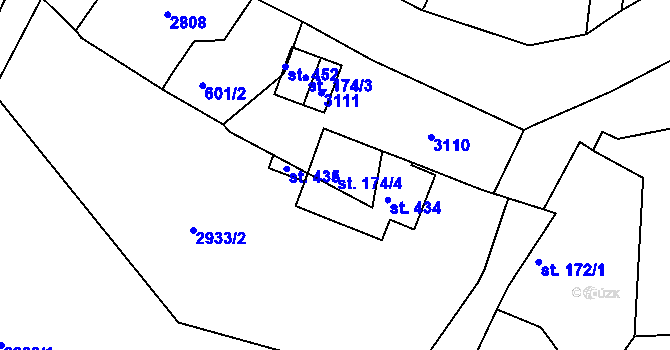 Parcela st. 174/4 v KÚ Tachovská Huť, Katastrální mapa