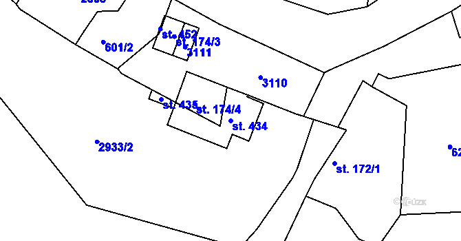 Parcela st. 434 v KÚ Tachovská Huť, Katastrální mapa