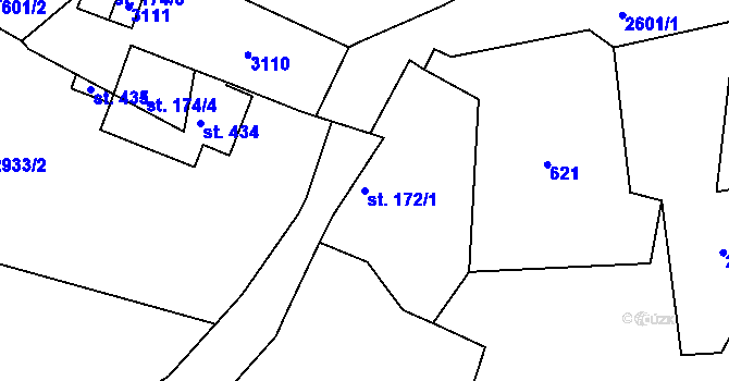 Parcela st. 172/1 v KÚ Tachovská Huť, Katastrální mapa