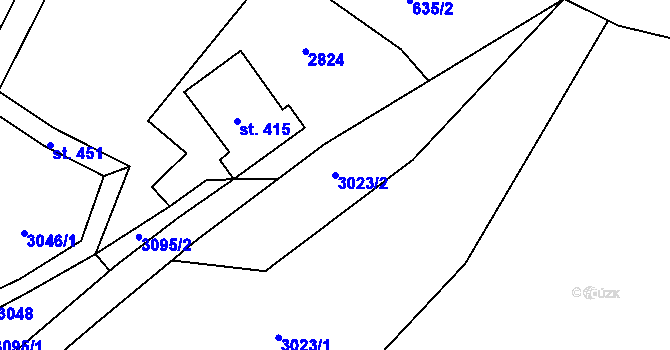 Parcela st. 3023/2 v KÚ Tachovská Huť, Katastrální mapa