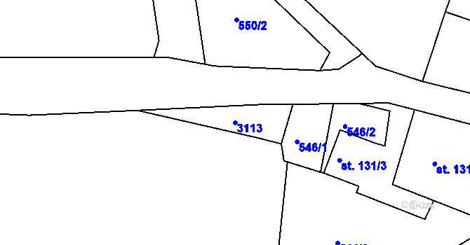 Parcela st. 3113 v KÚ Tachovská Huť, Katastrální mapa