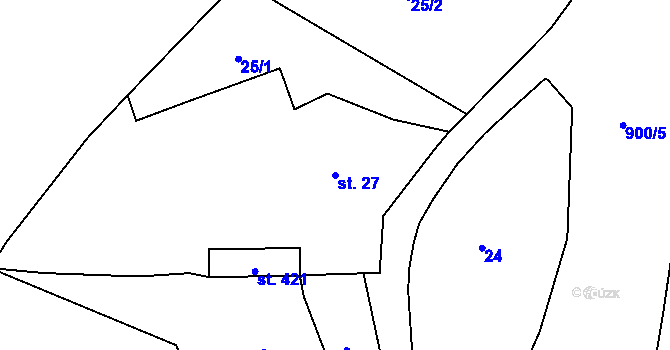 Parcela st. 27 v KÚ Tři Sekery u Kynžvartu, Katastrální mapa