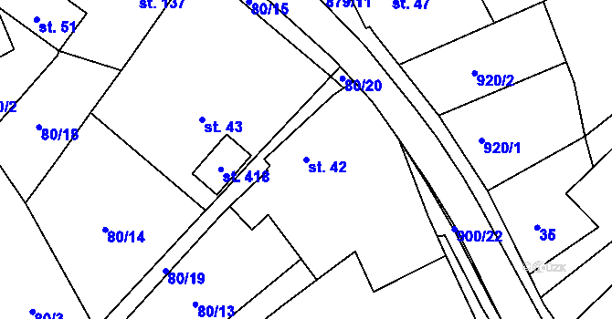Parcela st. 42 v KÚ Tři Sekery u Kynžvartu, Katastrální mapa
