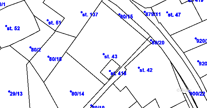 Parcela st. 43 v KÚ Tři Sekery u Kynžvartu, Katastrální mapa