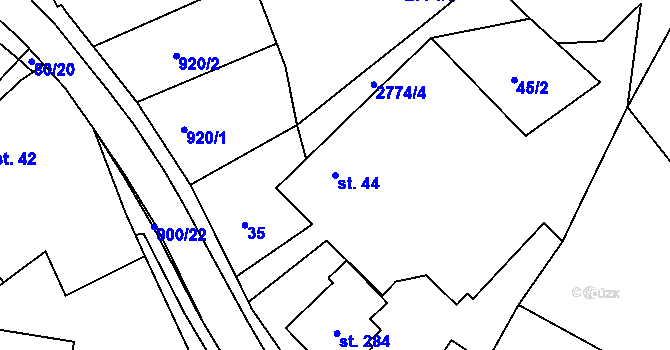 Parcela st. 44 v KÚ Tři Sekery u Kynžvartu, Katastrální mapa