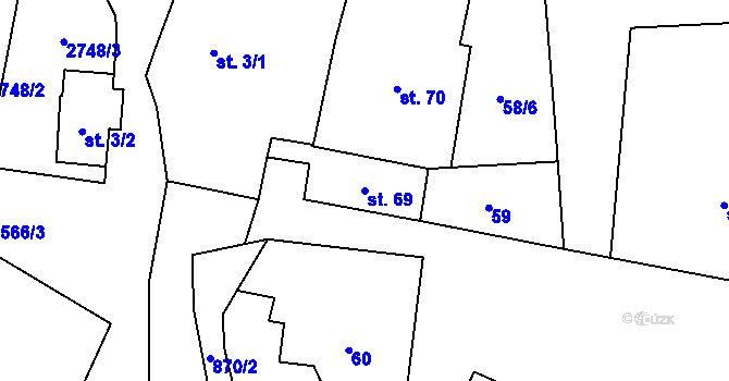 Parcela st. 69 v KÚ Tři Sekery u Kynžvartu, Katastrální mapa