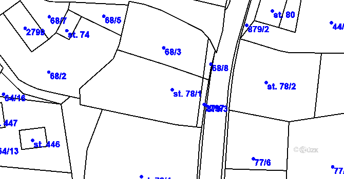 Parcela st. 78/1 v KÚ Tři Sekery u Kynžvartu, Katastrální mapa