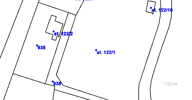 Parcela st. 122/1 v KÚ Tři Sekery u Kynžvartu, Katastrální mapa